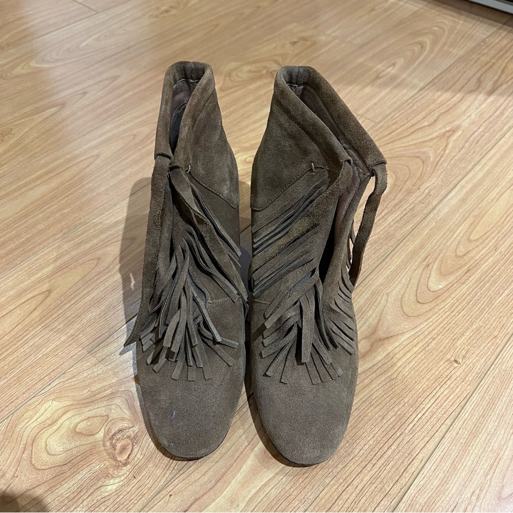 MAJE Suede Fringe Ankle booties